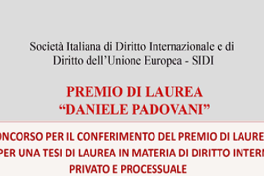 Bando per Premio di Laurea “Daniele Padovani” 2021